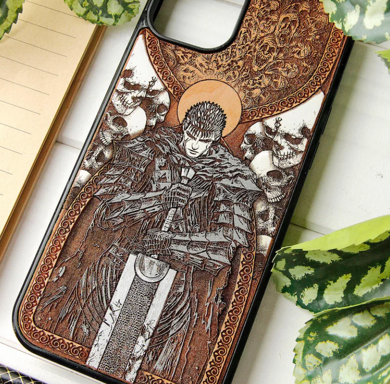 Wood Laser Engraved + Hand-Painted Phone Case