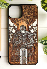 Wood Laser Engraved + Hand-Painted Phone Case