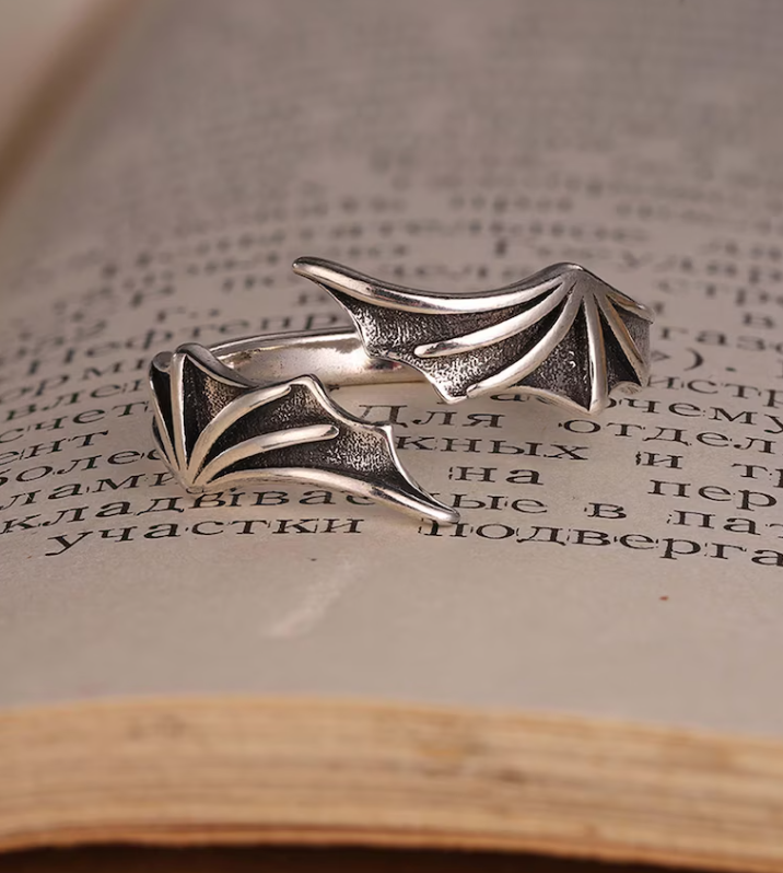 Demon Bat Wing Ring, Female Resizable Open Ring