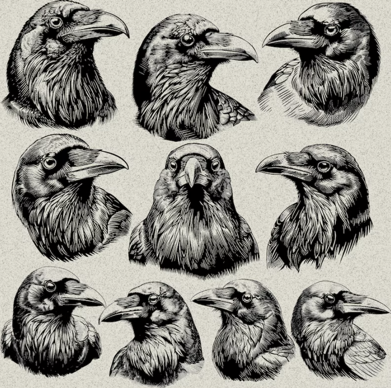 40 Raven and Crow Designs Bundle PNG & SVG Digital