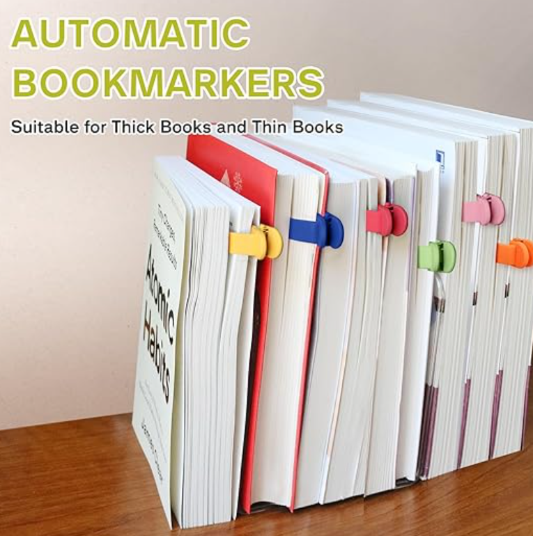 6pcs Silicone Automatic Bookmark, Unique Bookmark Page Keeper for Reading