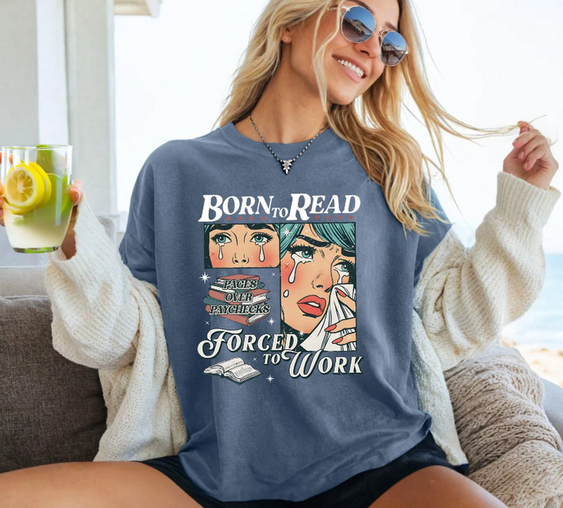 Retro Comfort Born To Read Bookish Shirt