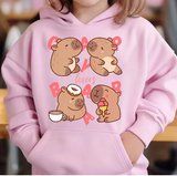 Cute Capybara Loves Bubble Tea kids hoodie